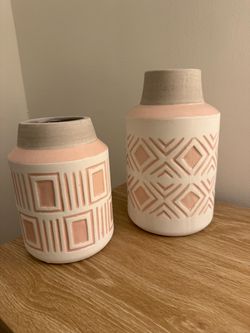 Pink and White Ceramic Pots