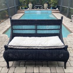 Wicker Bench With Cushion 