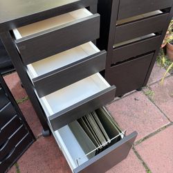 4 Drawer Black Filing Cabinets (Set Of 2)