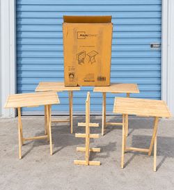 Mainstays 5-Piece Oversize Wood TV Tray Table Set