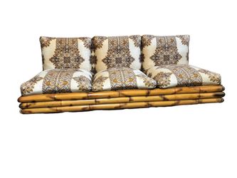 Vintage Couch Bamboo Base Three Pillow Top Sectional
