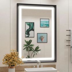 24x36 Inch LED Mirror for Bathroom, Black Frame  with Lights #3843V R9