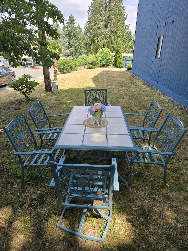 Iron Patio Table With 6 Chairs( 2 Rocking Chair) Just $100OBO