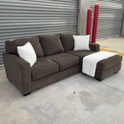 Dark Gray L-Sectional Sofa Couch with Reversible Chaise
