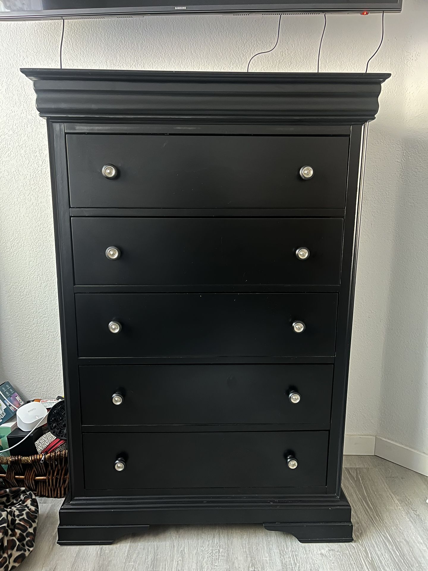 Tall 5 Drawer Dresser with Mirror Top