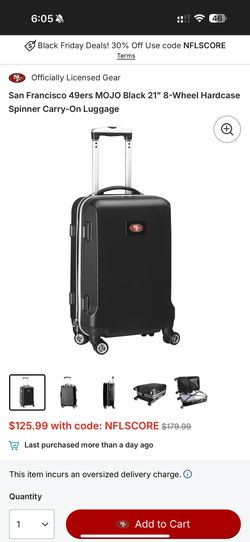 49ers 21” Hard case Luggage NWT