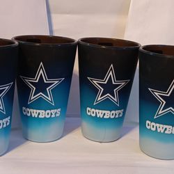 DALLAS COWBOYS Blue Fade 16 OZ SILICONE PINT GLASS Set of 4