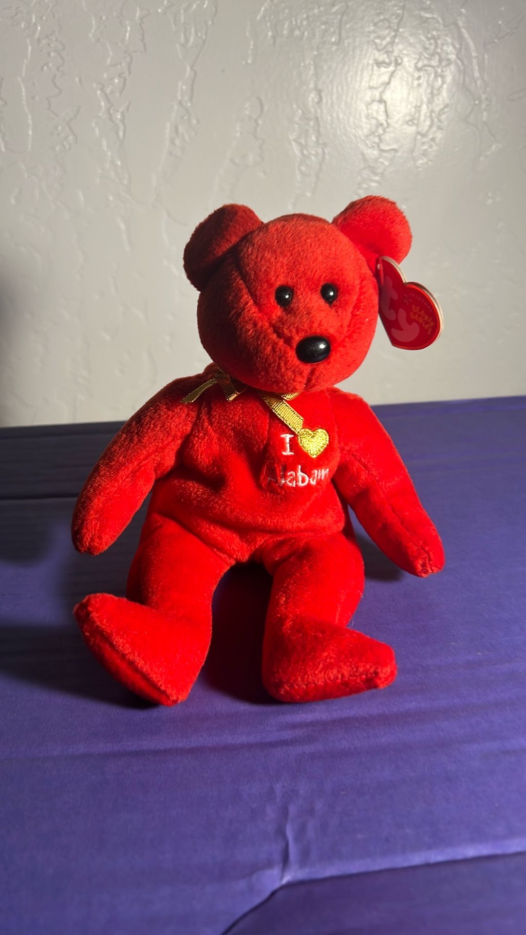 Ty Beanie Baby I Love Alabama 2005 Hurricane Katrina Memoir Red Bear Vintage