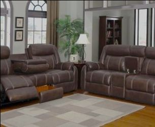 Leather Reclining Loveseat and Sofa Set