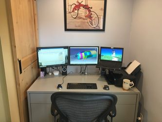 Grey office desk