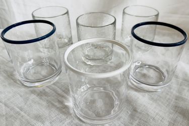 6 Pottery Barn Acrylic Outdoor Shatter Resistant 8 oz Drinking Glasses