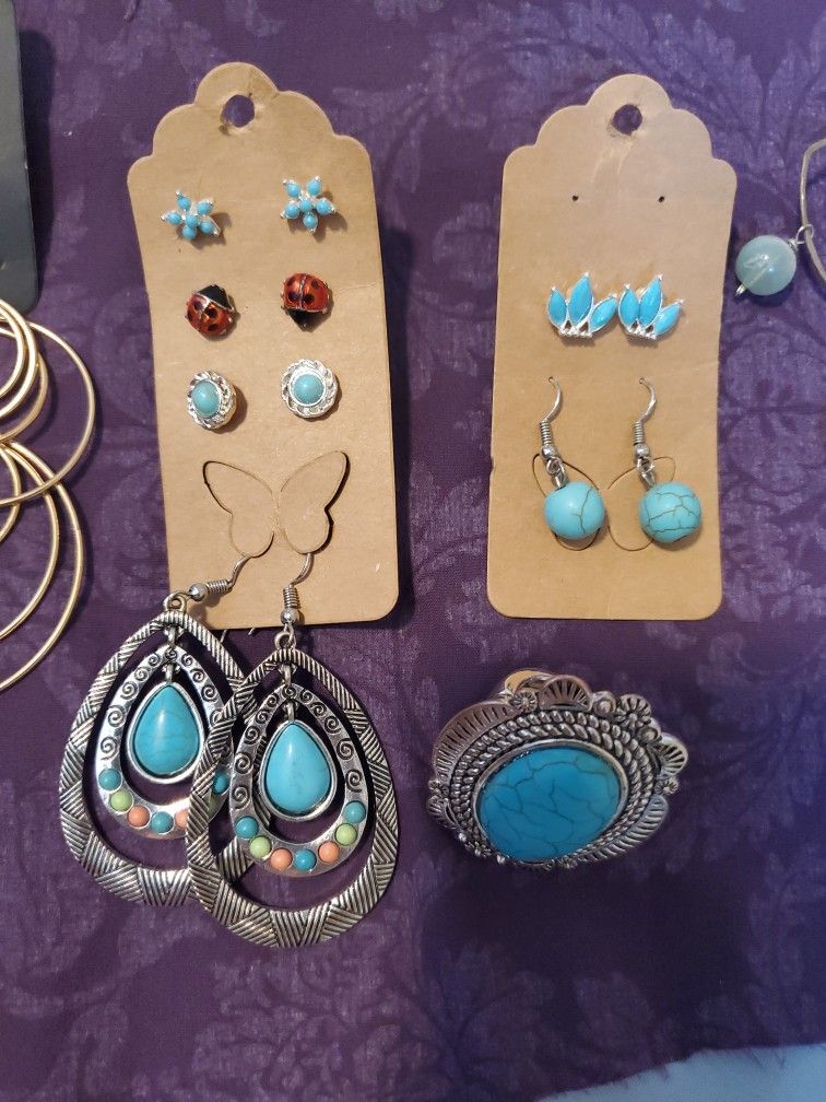 Jewelry- 6 Pairs Of Earrings And One Ring