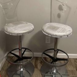 Pair Vintage MCM Lucite Haziza Barstools Postmodern  