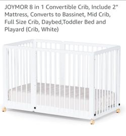 New 8 in 1 convertible crib! White color!