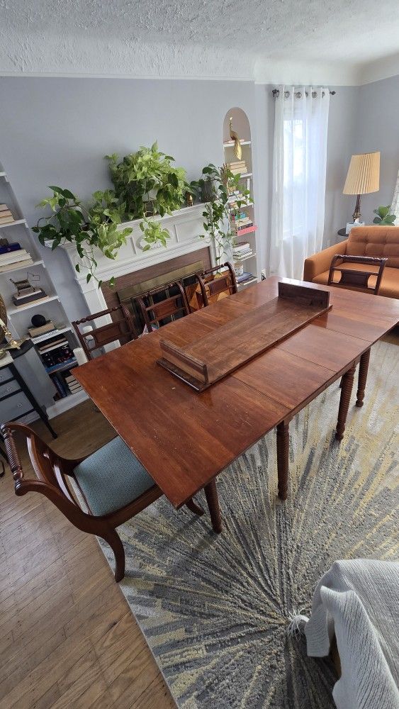 Solid Cherry Drop-leaf Table w/ Add'l Leaf & 5 Chairs
