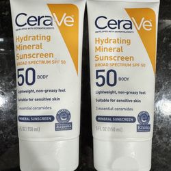 Cerave Hydrating Mineral Sunscreen SPF50 2ct