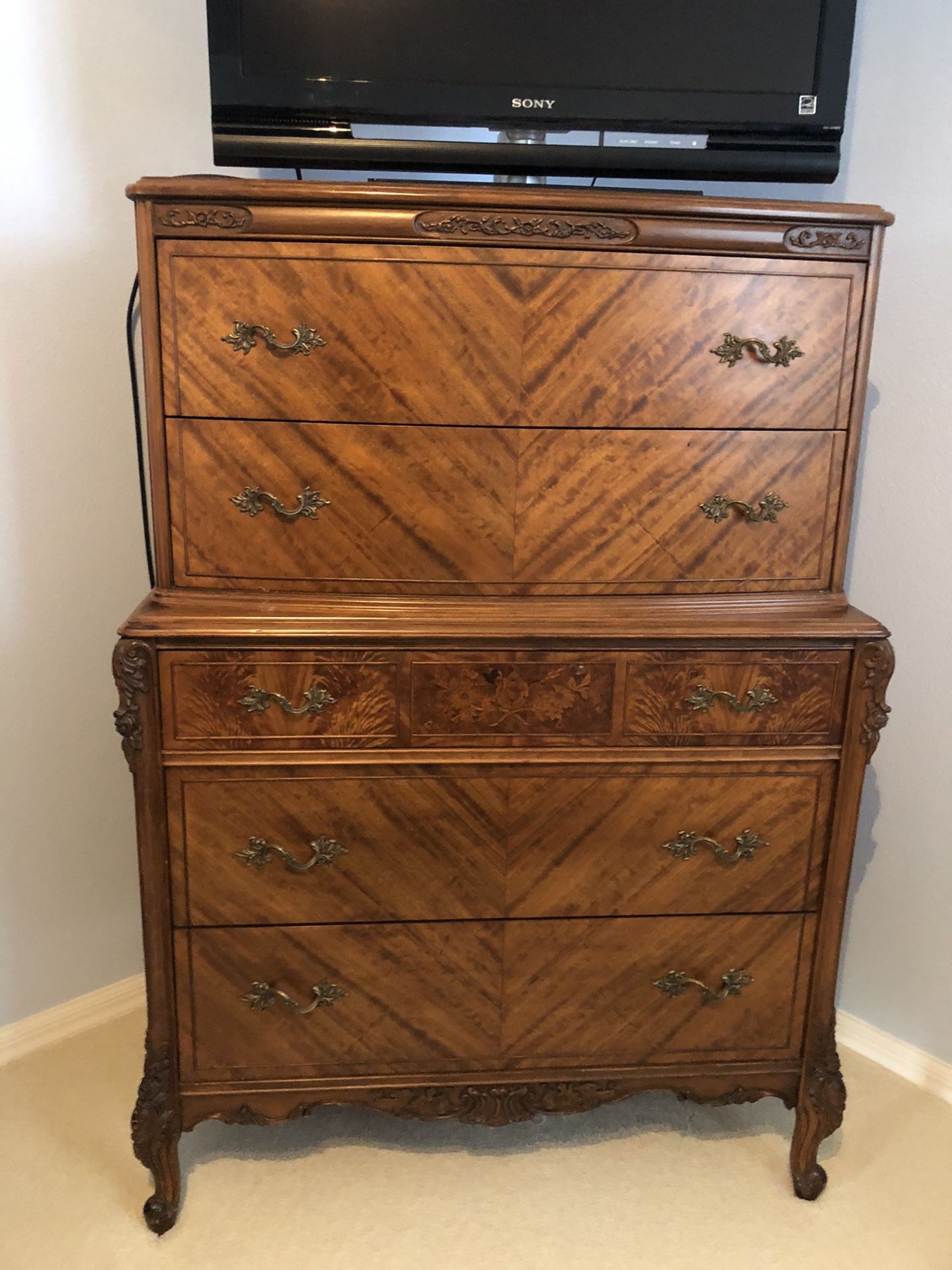 Gorgeous antique wardrobe/dresser. Solid wood. Refinished. Perfect condition. 37w x 54h x 22 d