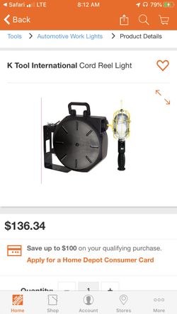 K Tool KTI-73335 retractable Reel And 50' Cord