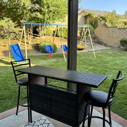Patio Wicker Bar Table Outdoor Furniture 