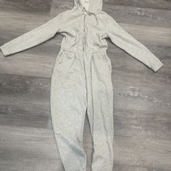 🩶 Old Navy Gray Zip-Up Hoodie Jumpsuit – Size M