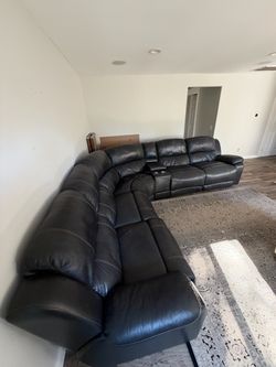 Black Leather Reclining Sectional Couch