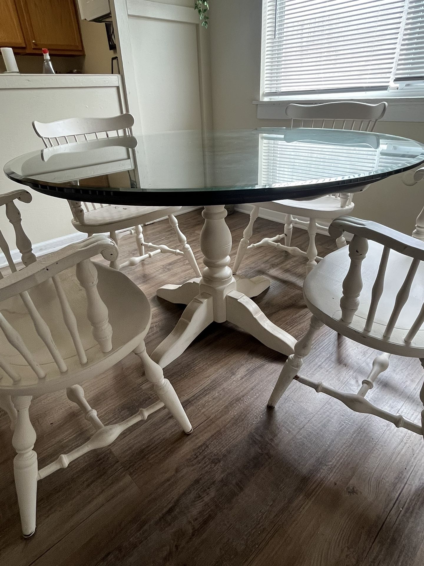 Real Wood Round Dining Table (with glass cover)
