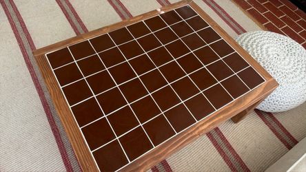 Wood Frame Coffee Table with Tile Top