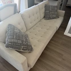 Modern Tufted Beige Sofa Couch – Excellent Condition