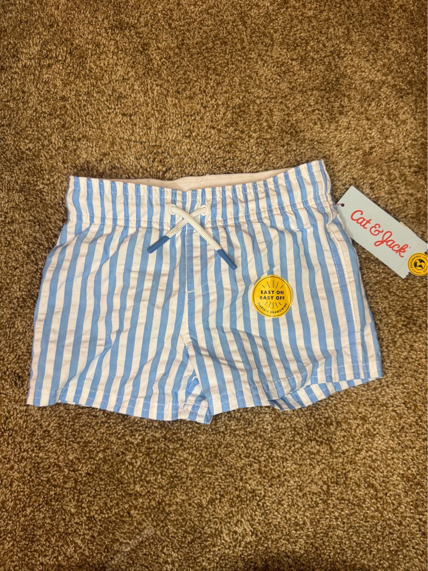New boys cat & Jack striped swim trunks size 18 months