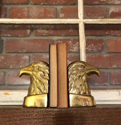 LARGE solid Brass Eagle bookends