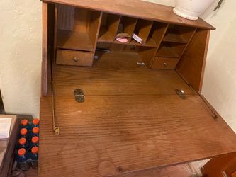 Vintage Oak Secretary Desk with Drop Front