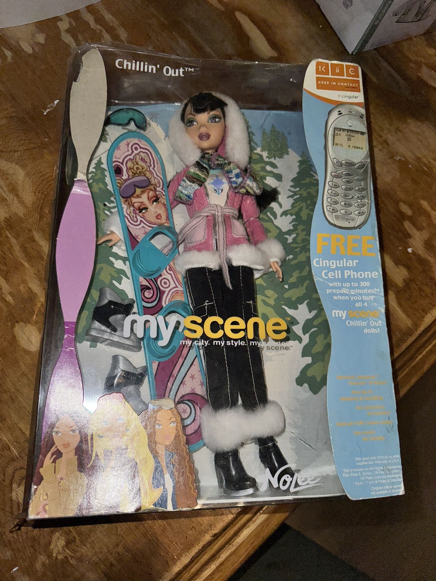 2003 Mattel Barbie My Scene Chillin Out Nolee Doll Snowboard Clothes Vintage New