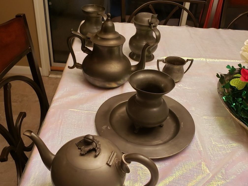 Antique  Pewter Tea Pots