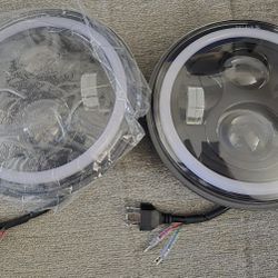 DOT Approved 7" inch Round LED Headlights Halo DRL For Jeep Wrangler JK TJ CJ LJ