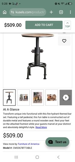 Furniture of America® Foskey Antique Black Round Bar Table with Brown Top