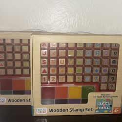 Chuckle & Roar 48 Piece Wooden Letters, Numbers, & Shapes Stamp Set