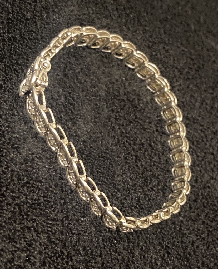 Real 925 Sterling Silver Diamond Tennis Bracelet