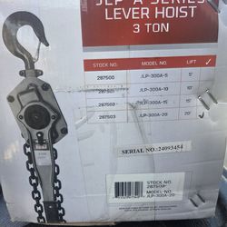 JET  JLP-A SERIES LEVER HOIST 3 TON 20'