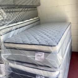 Twin Size Mattress Pillow Top 14” Inches  Excellent Comfort Also Available: Full, Queen And King New From Factory With Its Plastic Same Day Delivery 
