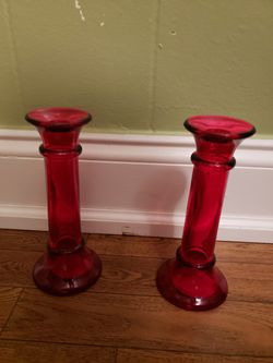 Vintage red glass candle holders