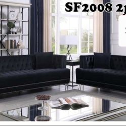 💝 Sofa and Loveseat, Black Color, Velvet Fabric, New in the Box.