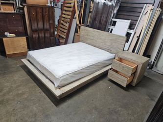 Queen bed and night stand