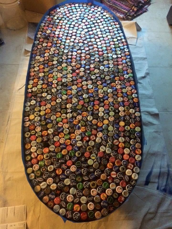 Beer Bottle Cap Epoxy Coffee Table