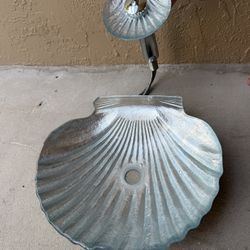 Lovedima Crystal Glass Vessel Sink,Transparent Shell Shaped Bathroom Vanity Wash Sink Above Counter with Faucet