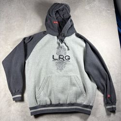 Lifted Research Group LRG Hoodie Men’s L Gray Grunge Sweatshirt Damage Y2K #3059