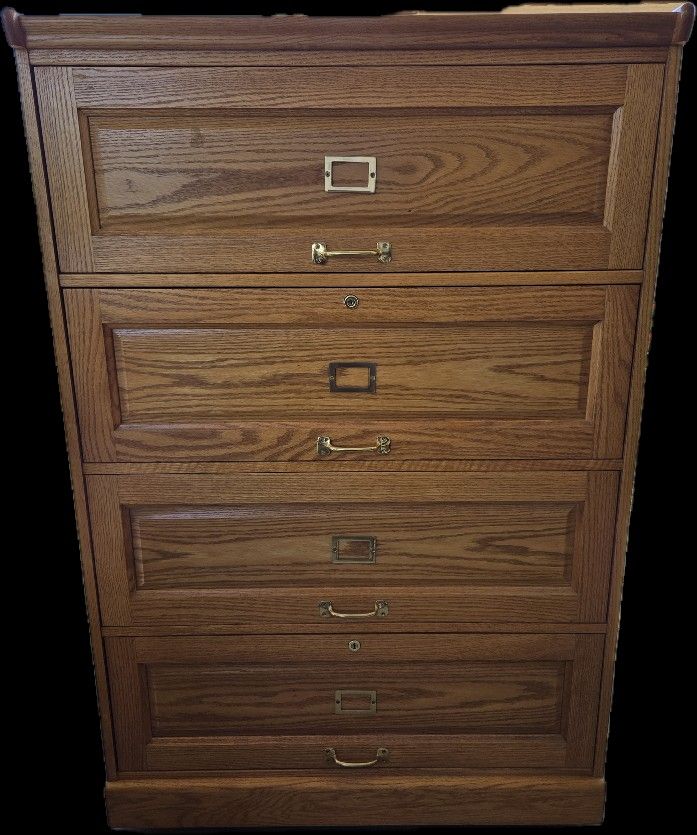 Four Drawer Solid Wood Lateral File Cabinet 