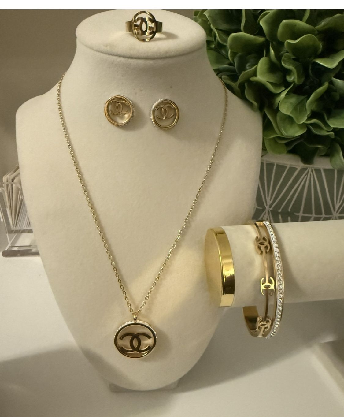 Stainless Steel gold plated Necklace Set
