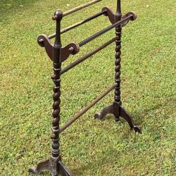 Antique Victorian Mahogany Barley Twist Quilt Blanket Towel Rack Stand Holder Accent Decor