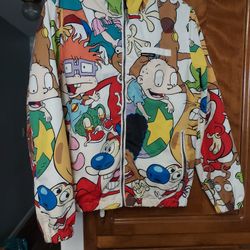 Nickelodeon +Members Only Hoodie Windbreaker Vtg Jacket