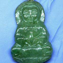Burmese icy Type A Jadeite Jade Pendant Peaceful Kwanyin.